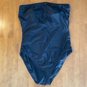 Size 14 black Dippin' Daisy's Swimwear padded-cup tummy control bandeau swimsuit